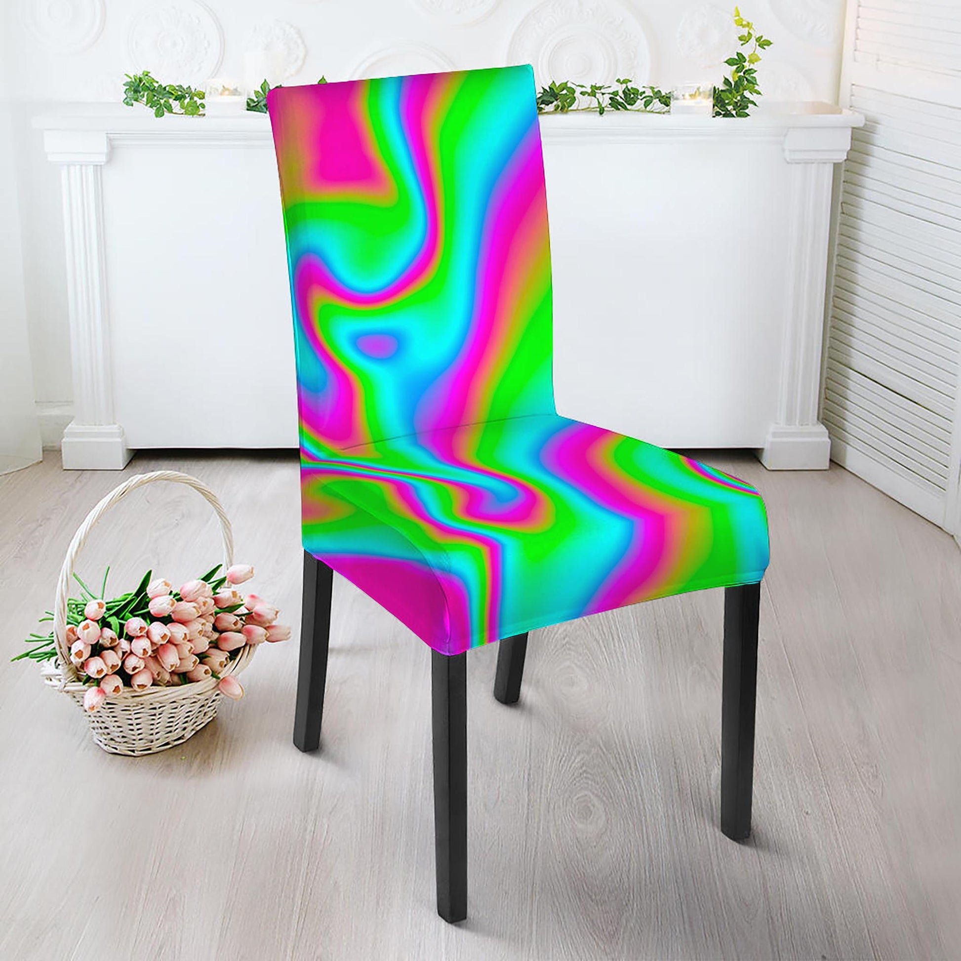 Abstract Psychedelic Trippy Print Dining Chair Slipcover