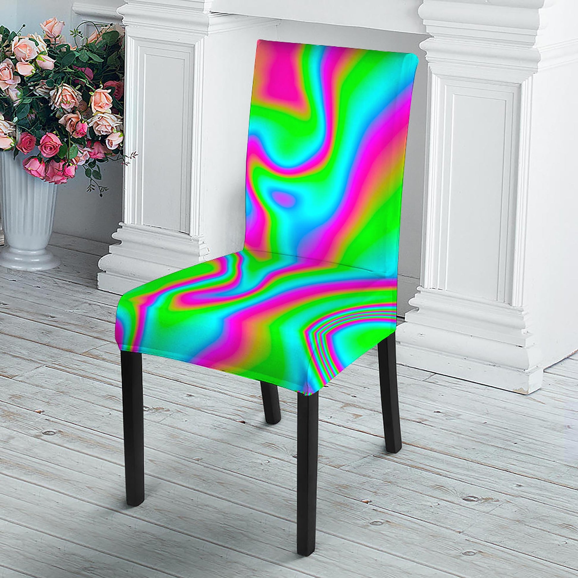 Abstract Psychedelic Trippy Print Dining Chair Slipcover