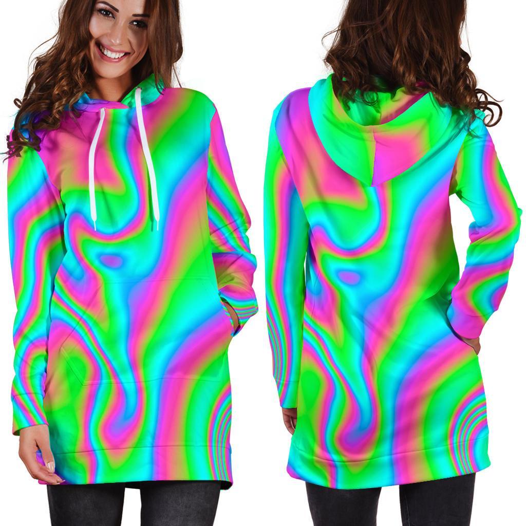 Abstract Psychedelic Trippy Print Hoodie Dress GearFrost