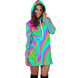 Abstract Psychedelic Trippy Print Hoodie Dress GearFrost