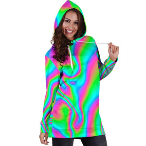 Abstract Psychedelic Trippy Print Hoodie Dress GearFrost