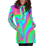 Abstract Psychedelic Trippy Print Hoodie Dress GearFrost