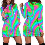 Abstract Psychedelic Trippy Print Hoodie Dress GearFrost