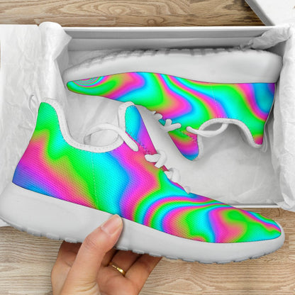 Abstract Psychedelic Trippy Print Mesh Knit Shoes GearFrost