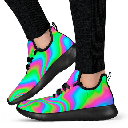 Abstract Psychedelic Trippy Print Mesh Knit Shoes GearFrost