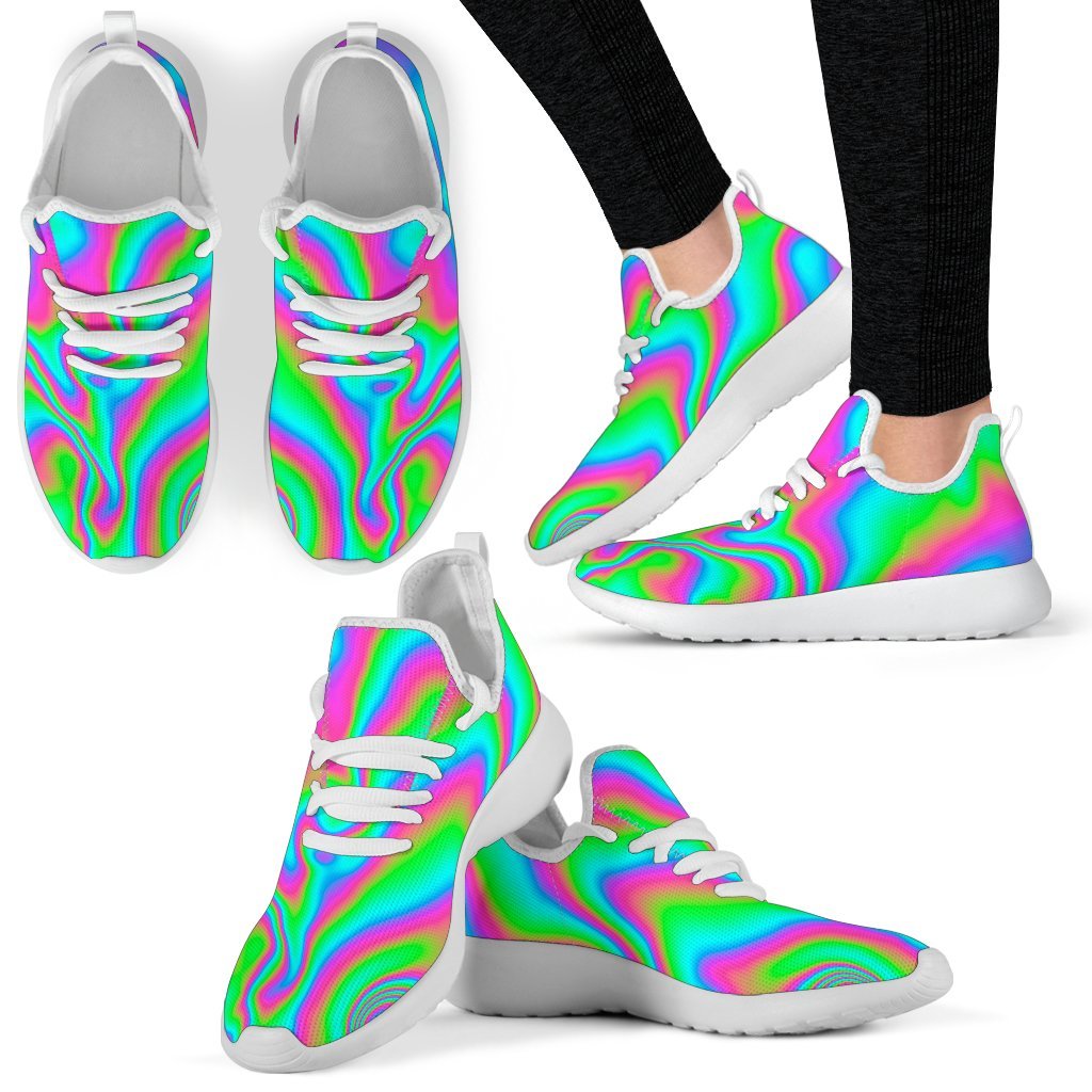 Abstract Psychedelic Trippy Print Mesh Knit Shoes GearFrost
