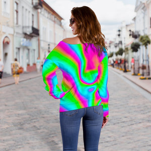 Abstract Psychedelic Trippy Print Off Shoulder Sweatshirt GearFrost