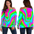 Abstract Psychedelic Trippy Print Off The Shoulder Sweatshirt