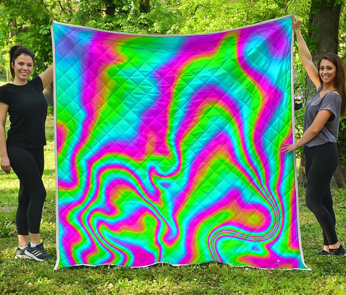 Abstract Psychedelic Trippy Print Quilt
