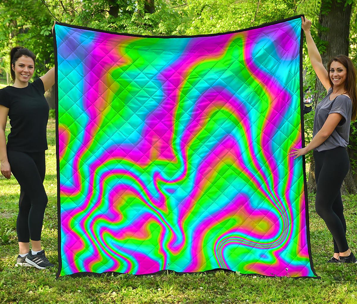 Abstract Psychedelic Trippy Print Quilt