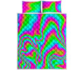 Abstract Psychedelic Trippy Print Quilt Bed Set