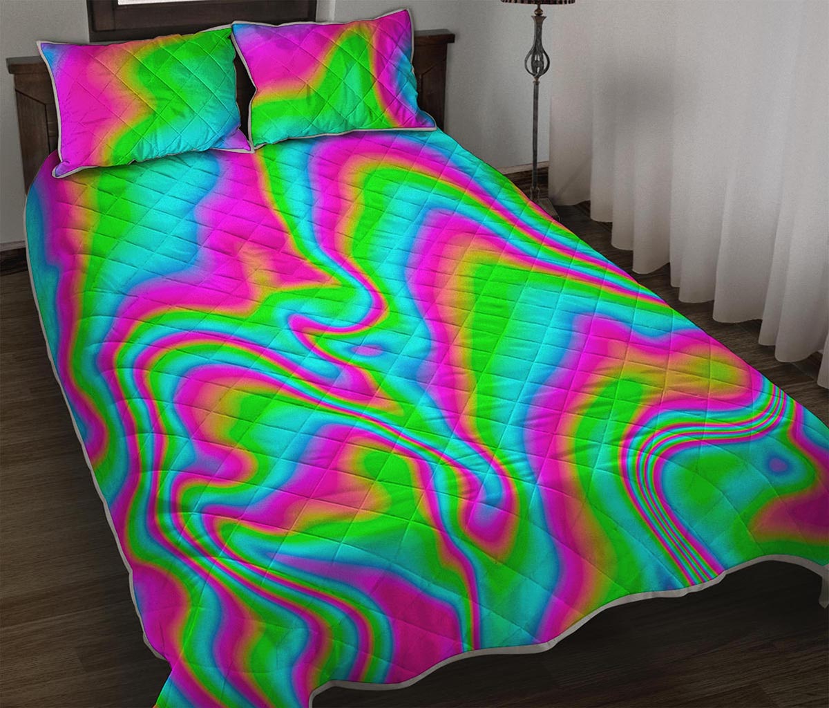 Abstract Psychedelic Trippy Print Quilt Bed Set