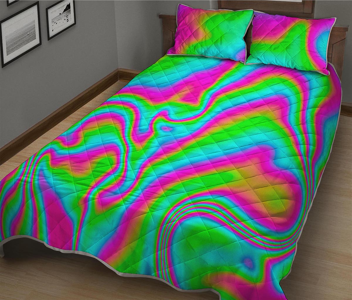 Abstract Psychedelic Trippy Print Quilt Bed Set