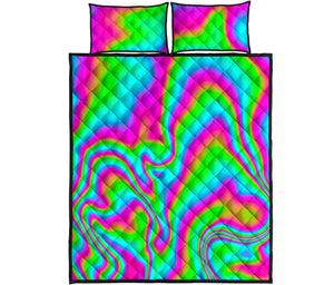 Abstract Psychedelic Trippy Print Quilt Bed Set