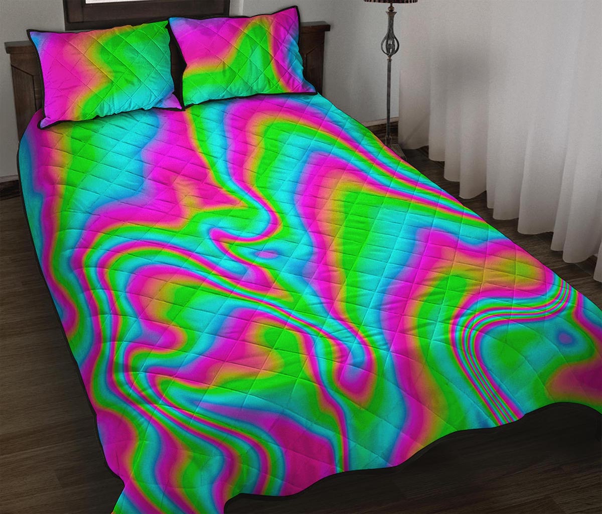 Abstract Psychedelic Trippy Print Quilt Bed Set