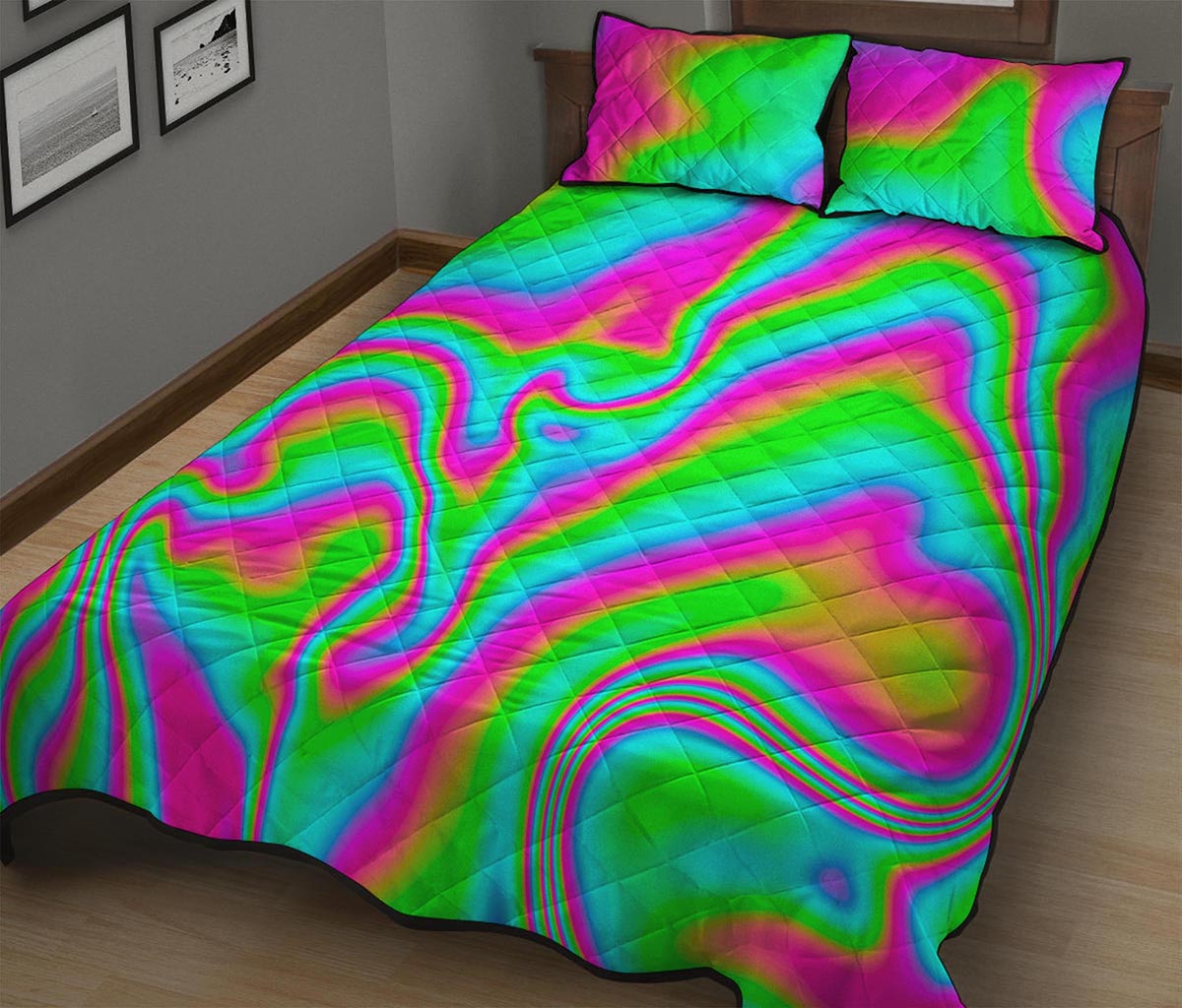 Abstract Psychedelic Trippy Print Quilt Bed Set