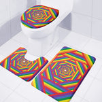 Abstract Rainbow LGBT Stripes Print 3 Piece Bath Mat Set