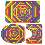 Abstract Rainbow LGBT Stripes Print 3 Piece Bath Mat Set
