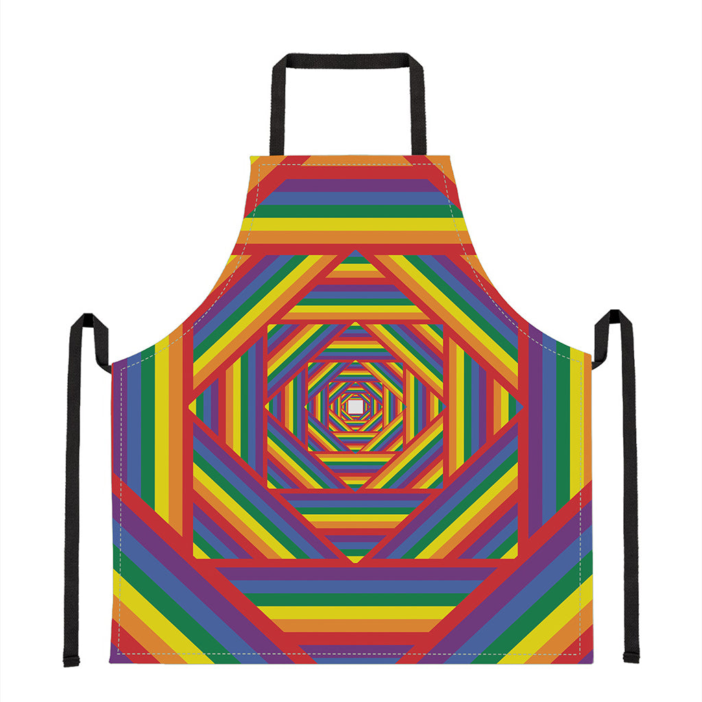 Abstract Rainbow LGBT Stripes Print Apron