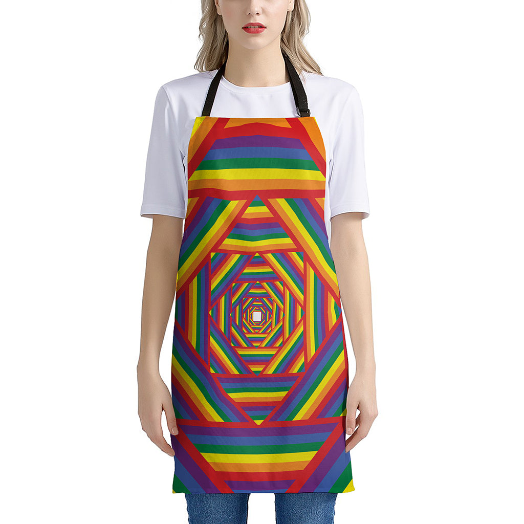 Abstract Rainbow LGBT Stripes Print Apron