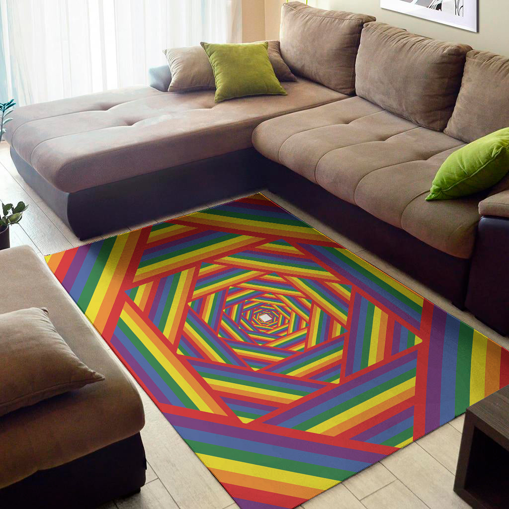 Abstract Rainbow LGBT Stripes Print Area Rug