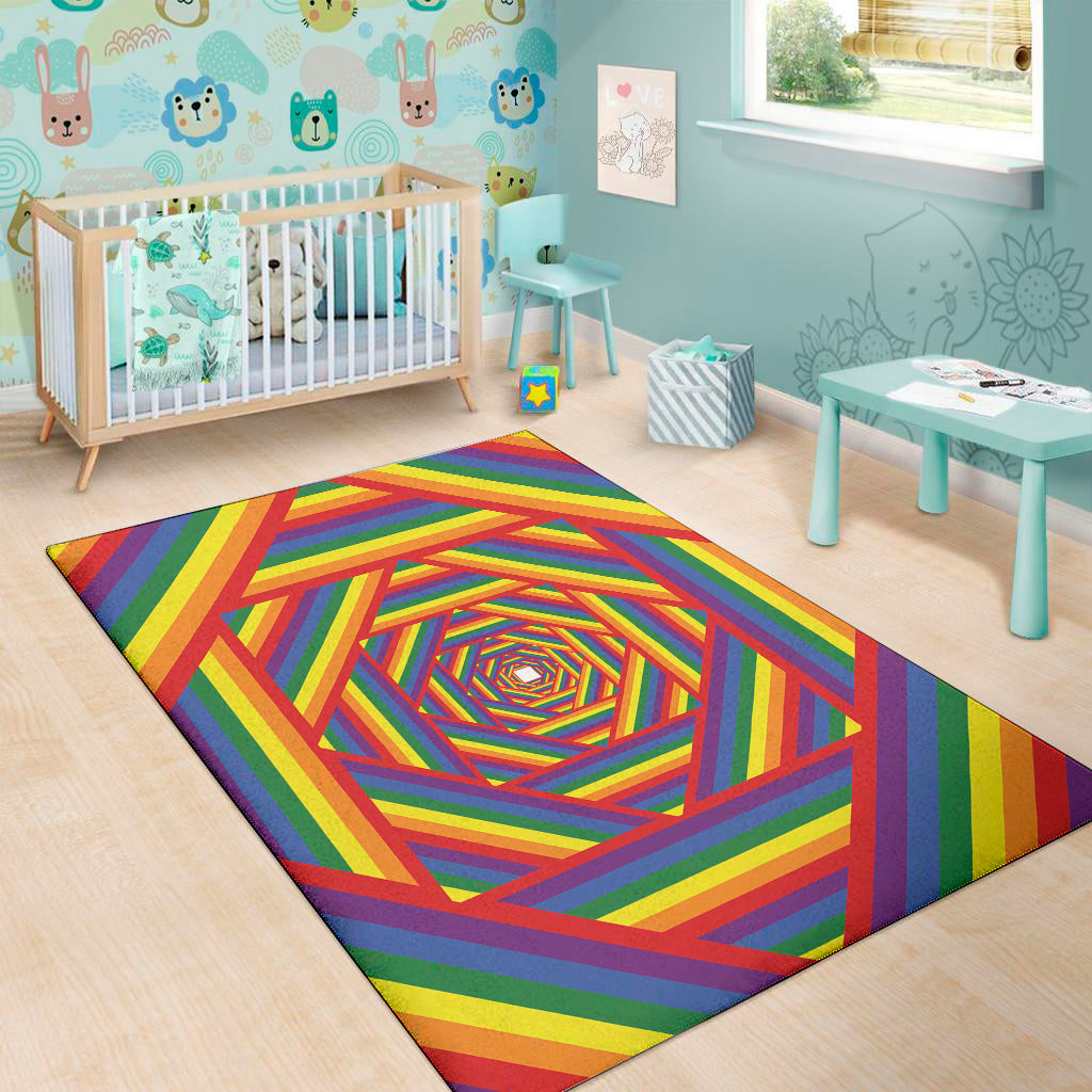 Abstract Rainbow LGBT Stripes Print Area Rug