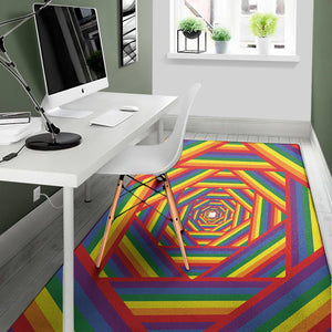 Abstract Rainbow LGBT Stripes Print Area Rug