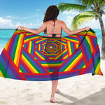Abstract Rainbow LGBT Stripes Print Beach Sarong Wrap