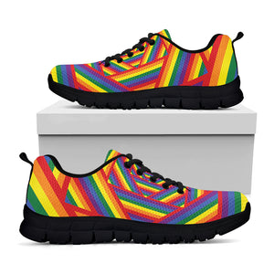 Abstract Rainbow LGBT Stripes Print Black Sneakers