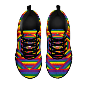 Abstract Rainbow LGBT Stripes Print Black Sneakers