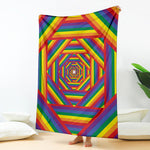 Abstract Rainbow LGBT Stripes Print Blanket