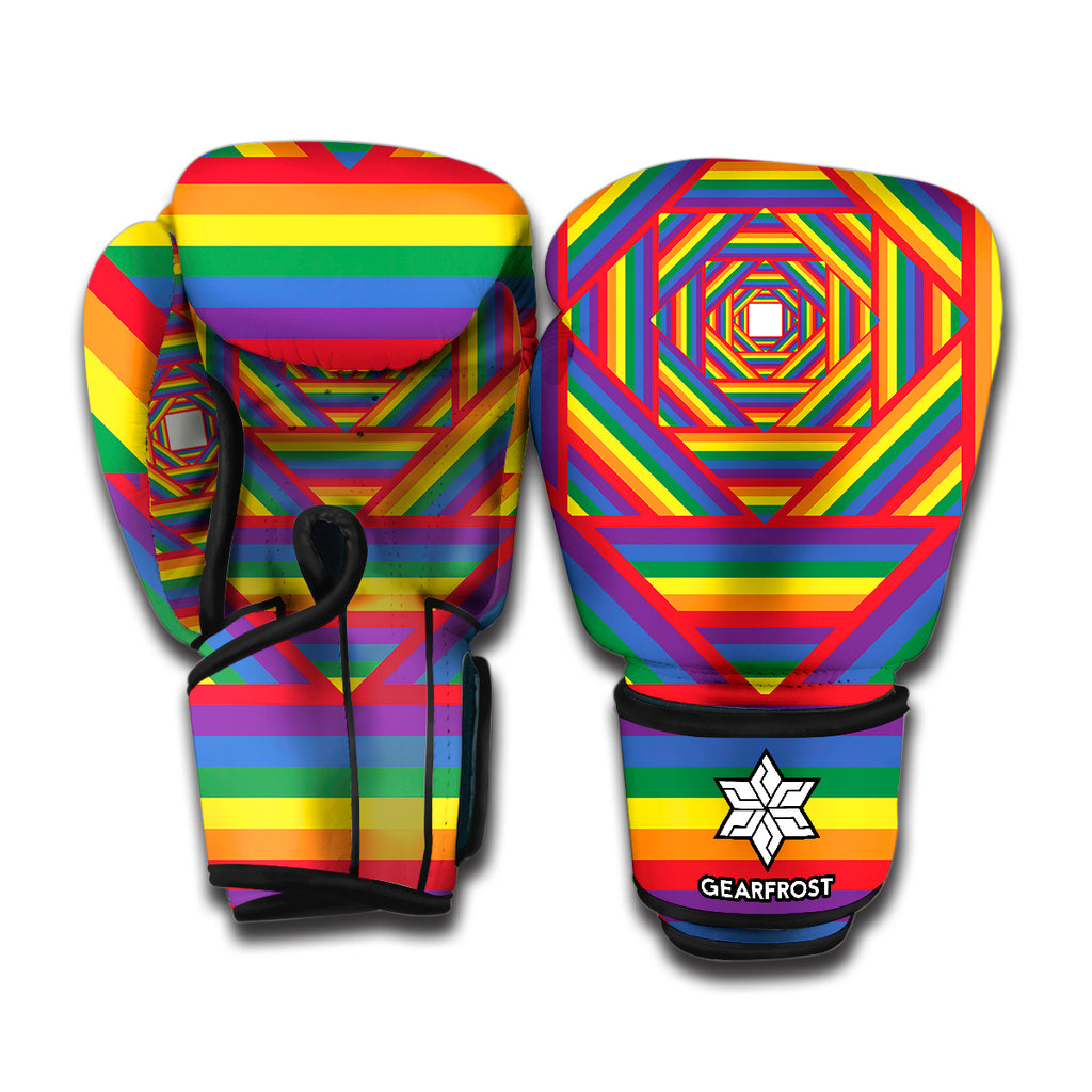 Abstract Rainbow LGBT Stripes Print Boxing Gloves