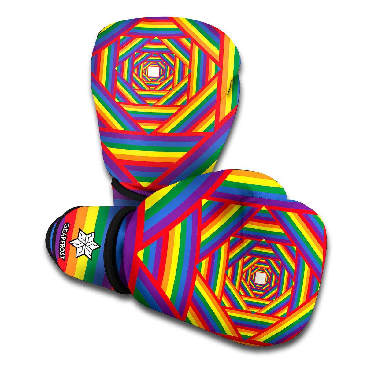 Abstract Rainbow LGBT Stripes Print Boxing Gloves
