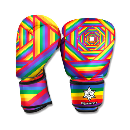 Abstract Rainbow LGBT Stripes Print Boxing Gloves