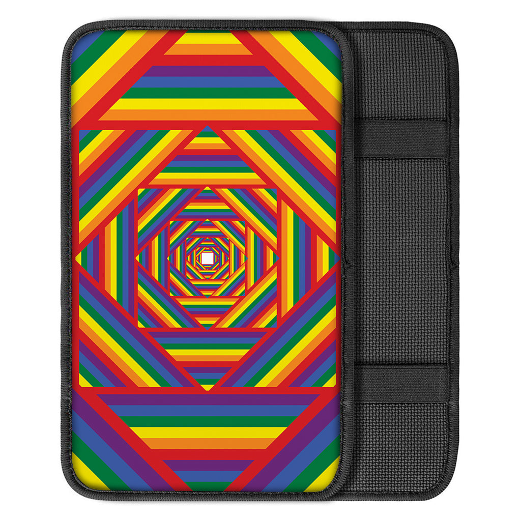 Abstract Rainbow LGBT Stripes Print Car Center Console Cover