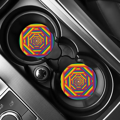 Abstract Rainbow LGBT Stripes Print Car Coasters