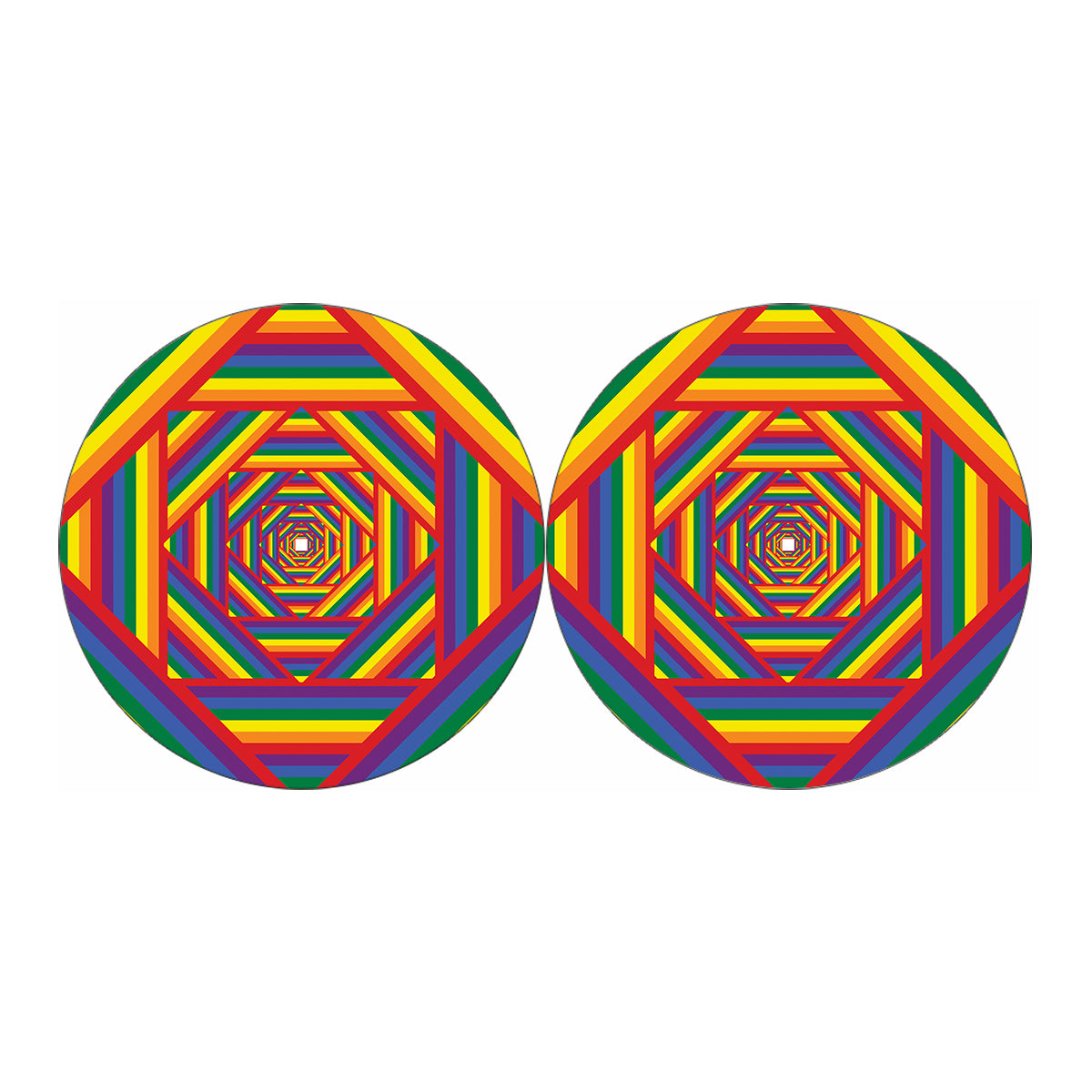 Abstract Rainbow LGBT Stripes Print Car Coasters
