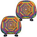 Abstract Rainbow LGBT Stripes Print Car Headrest Covers
