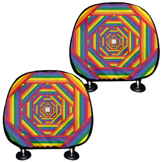 Abstract Rainbow LGBT Stripes Print Car Headrest Covers
