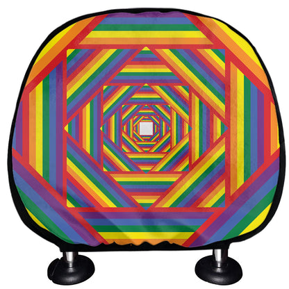 Abstract Rainbow LGBT Stripes Print Car Headrest Covers