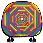 Abstract Rainbow LGBT Stripes Print Car Headrest Covers