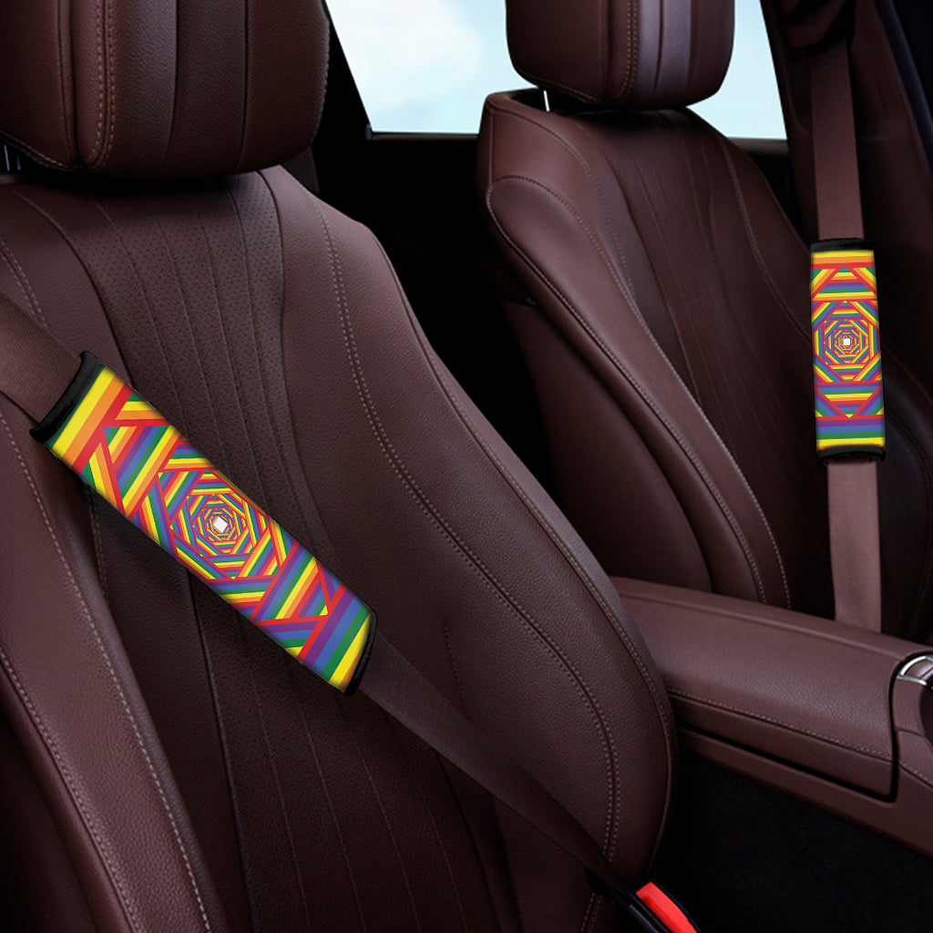 Abstract Rainbow LGBT Stripes Print Car Seat Belt Covers