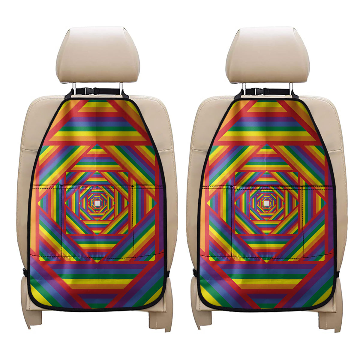 Abstract Rainbow LGBT Stripes Print Car Seat Organizers