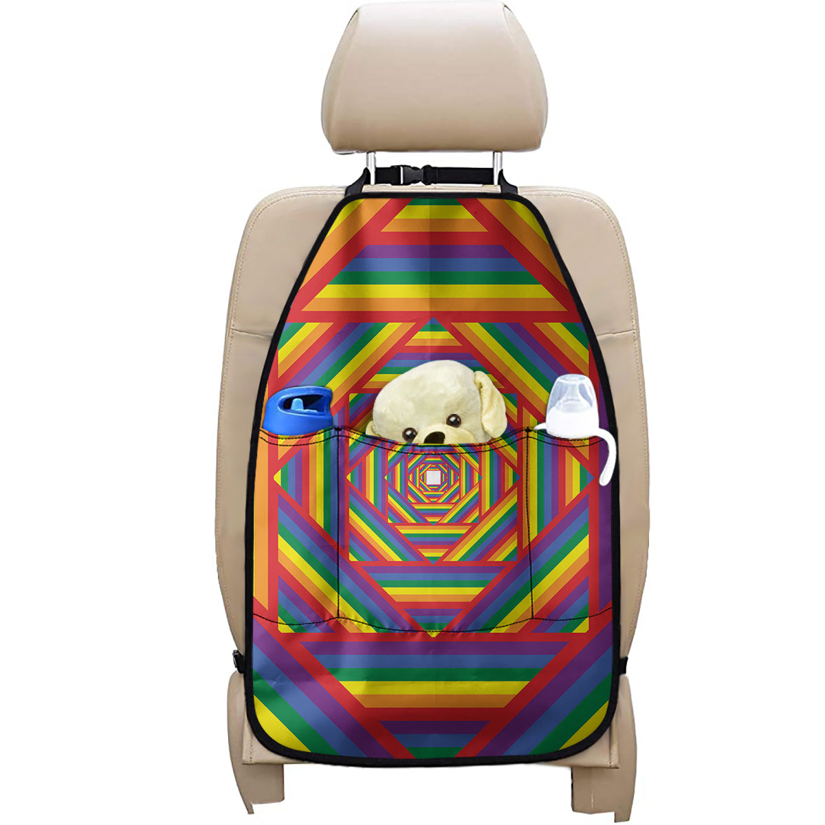 Abstract Rainbow LGBT Stripes Print Car Seat Organizers