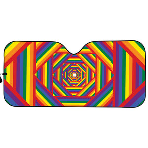 Abstract Rainbow LGBT Stripes Print Car Sun Shade