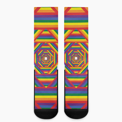 Abstract Rainbow LGBT Stripes Print Crew Socks