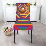 Abstract Rainbow LGBT Stripes Print Dining Chair Slipcover