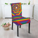 Abstract Rainbow LGBT Stripes Print Dining Chair Slipcover
