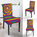 Abstract Rainbow LGBT Stripes Print Dining Chair Slipcover