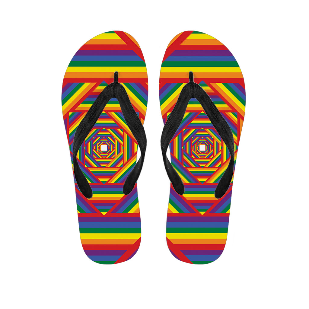 Abstract Rainbow LGBT Stripes Print Flip Flops